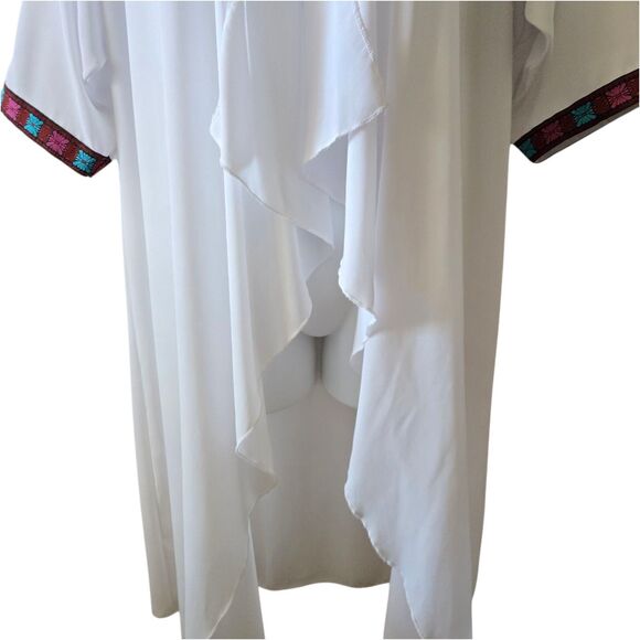 LuLaRoe Shirley Kimono Duster. White. Sheer. Embroidered Sleeve. M Fits XL - 2X - Picture 4 of 8